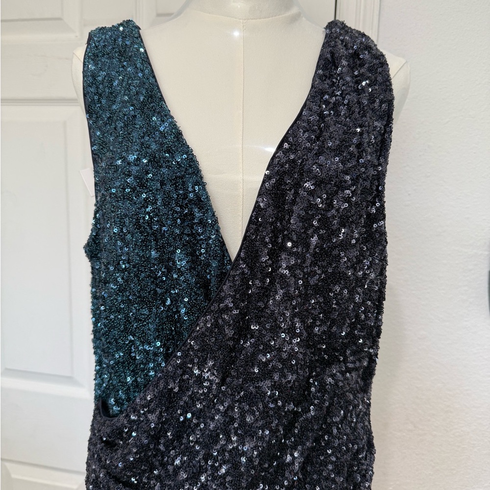 Express Edition Teal and Black Sequin Dress
